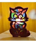 Handcrafted Wooden Cat Night Lamp - Versatile Wall Sconce or Table Lamp - $137.20 CAD