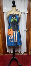 Halloween Canvas Apron w/Jack-o-lantern pocket w/matching embellished te... - $25.00