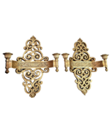 Vintage SYROCO Wall Sconce Candleholder Pair Double Arm Gold MCM Regency... - $1,116.59 MXN