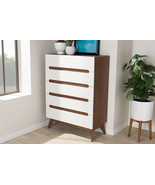 Abbey White and Walnut Wood 5-Drawer Storage Chest - $8,331.86 MXN
