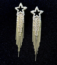 Shooting Star Earrings, Drop Dangle Earrings, Rhinestone Chandelier Earrings, Cr - £27.48 GBP