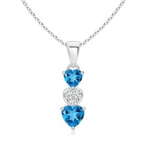 ANGARA 5mm Natural Swiss Blue Topaz and Diamond Triple Heart Pendant in Silver - £141.78 GBP+