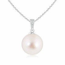 Authenticity Guarantee 
Solitaire South Sea Cultured Pearl Pendant with Diamo... - £838.82 GBP