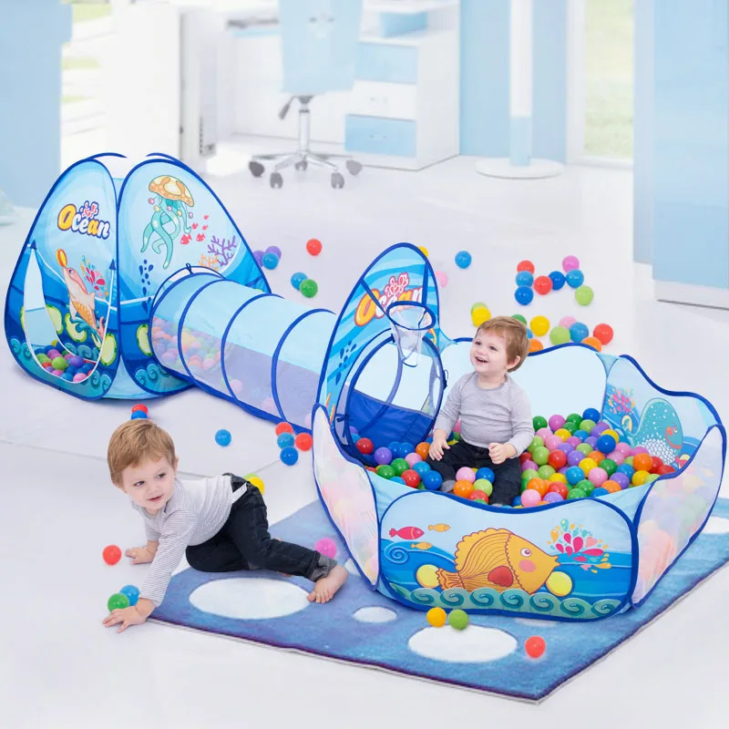 By ballon playpen portable 3 in 1 children ball pool kids tent ball pit crawling tunnel thumb200