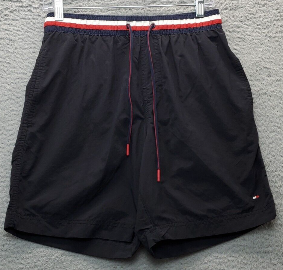 Tommy Hilfiger Trunks Shorts Mens Small Black Therma Fit Swimwear Drawst... - $18.49