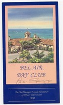 Bel Air Bay Club Menu Pacific Coast Highway Pacific Palisades CA signed 1990  - £24.97 GBP