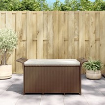 Garden Bench with Cushion Brown 116x46x57 cm Poly Rattan - £81.19 GBP