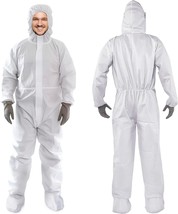 5 White Microporous Disposable Coveralls Large 60 gsm - $33.16