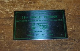 1968 NATIONAL STEAM THRESHER ASSOCIATION METAL PLACARD WAUSEON OH TRACTOR - $5.93