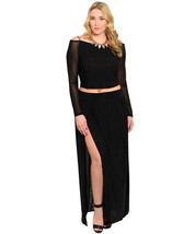 Eien Ladies Skirt Set Crop Top Long Slit Skirt Black Junior 2XL - £22.97 GBP