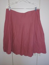 Christopher &amp; Banks Ladies Cute Lined Pleated Skirt W/EYELET-14-WORN 1-COTTON - £11.00 GBP