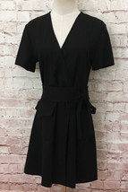 JOIE Womens Caviar Black Stretch Ponte Knit Goldwin Wrap Mini Dress Size Small  - £47.96 GBP