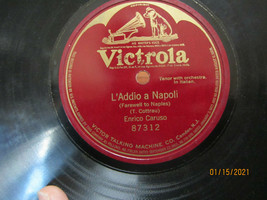 10&quot; 78 rpm RECORD VICTROLA 87312 ENRICO CARUSO L&#39;ADDIO A NAPOLI ITALIAN - $19.99