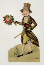 1920&#39;s Victorian Gentleman Mechanical Die Cut Valentine Made In Germany - $14.85