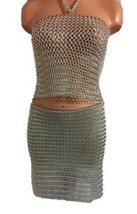 Silver Chainmail Sport Bra + Skirt sexy Intimate Beach Costume Goth Play - £73.81 GBP