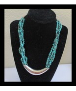 4 Strand Blue Howlite Necklace Vintage 19&quot; N036 - $81.39 CAD