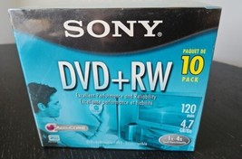 NEW Sony DVD+RW ReWritable 10 Pack 120 Min 4.7 GB Go 1x-4x - $26.90