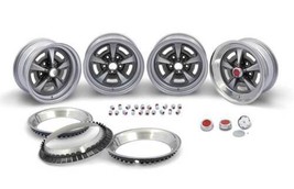 OER 15 X 7 Rally II Wheel Kit Red Center Caps and Nuts 1967-1972 Pontiac Models - £1,034.65 GBP