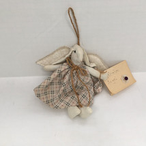 Vintage country shabby chic small  stuffed hanging bunny rabbit  kitchen... - $27.07 CAD