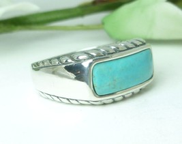 Carolyn Pollack Blue Turquoise Rope Design Ring Size 7 - £31.07 GBP