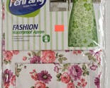 Printed Vinyl Kitchen Apron with pocket, COLORFUL FLOWERS # 2, Fen Fang - $13.85