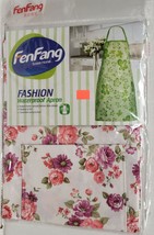 Printed Vinyl Kitchen Apron with pocket, COLORFUL FLOWERS # 2, Fen Fang - £10.82 GBP