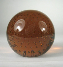 Glass Paperweight JS Wheaton Village Orange Brown Size 2 7/8 Inch Vintage - $29.69