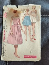 Nightgown Baby Doll Pajamas Pattern Simplicity 1553 1950's Lingerie Size 11 Cut - $21.84