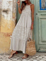 Vintage Striped Patchwork Maxi Dress - £35.64 GBP