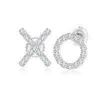 ANGARA Lab-Grown 0.2 Ct Pave-Set Diamond XO Stud Earrings in 14K Solid Gold - £459.31 GBP