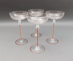 Pauly Venezia Signed Venetian Murano Aventurine Champagne Coupe Glasses Set Of 4 - £1,592.93 GBP