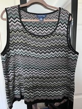 Evan Picone Womens Multicolor ZigZag Knit Sleeveless Pullover Stretch Size 3X - £7.96 GBP