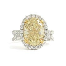 Authenticity Guarantee 
GIA Fancy Yellow Oval Diamond Halo Engagement Ring Pl... - £30,674.60 GBP