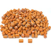 Orange &amp; White Chevron Glass Beads Beading Approx 200 - £13.46 GBP