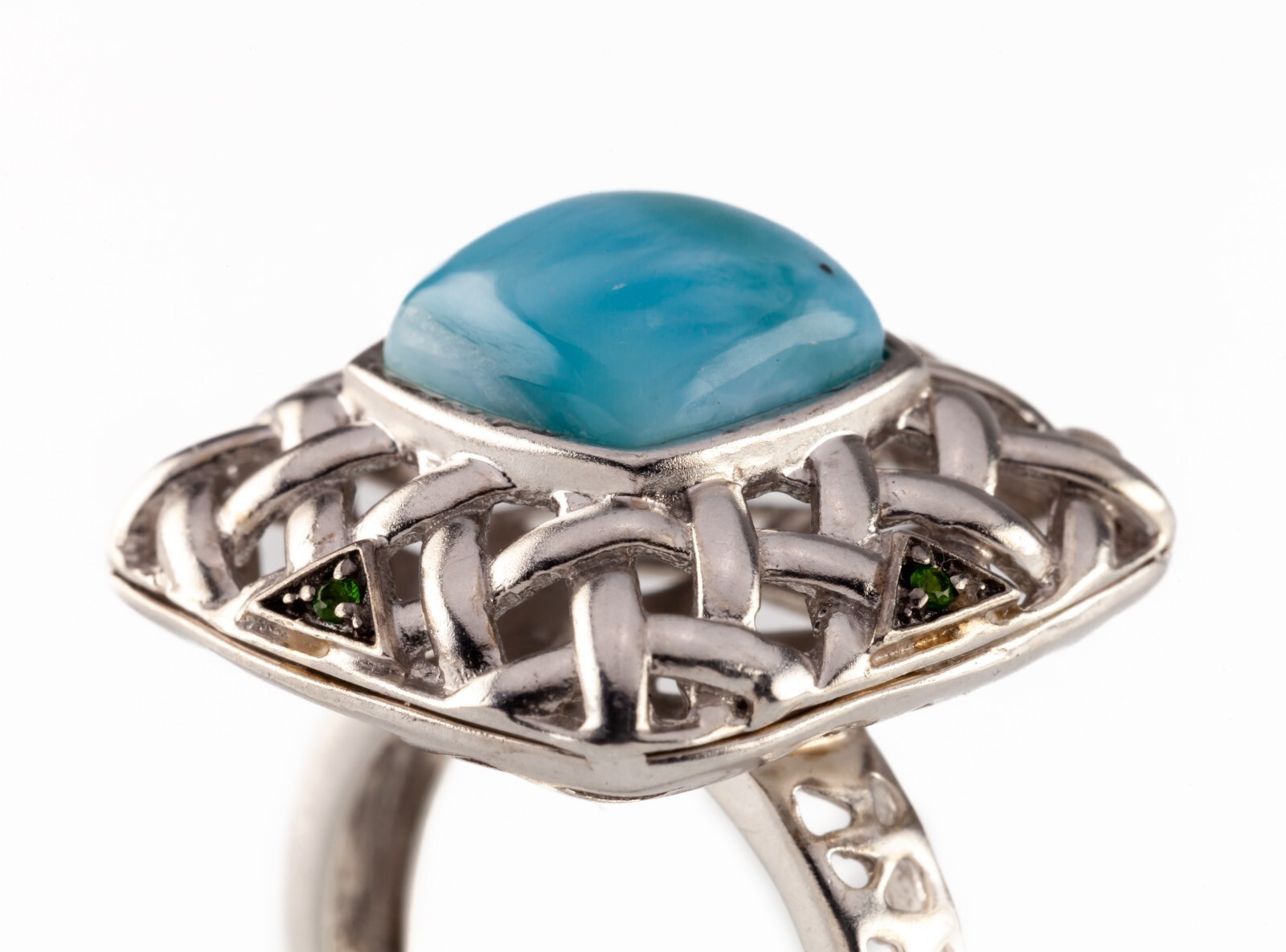 Stunning Cushion Larimar Sterling Ring SZ 10.5 Item image 4