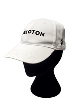RARE Peloton Cycling White Hat Embroidered Logo  Strap Back Gym Workout Hat - £14.87 GBP