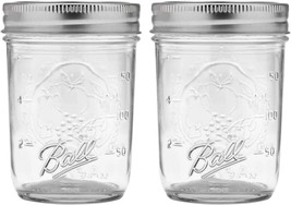 Regular Mouth Mason Jars with Lids &amp; Bands Half Pint 8-oz (2-Pack) 6&quot;L x... - €19,67 EUR