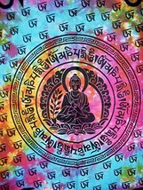 Traditional Jaipur Om Buddha Multi Tie Dye Poster, Hippie Wall Tapestry, Indian  - £9.61 GBP