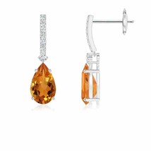 Authenticity Guarantee 
ANGARA Solitaire Pear Citrine Drop Earrings with Diam... - £401.46 GBP