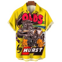Oldsmobile by Hurst drag racing cartoon funny yellow shirt for men - £23.09 GBP