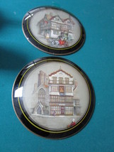 Vintage Peter Watson pair of Curved glass prints of America 1800s street... - $63.35
