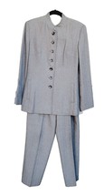 Donna Toran 2 Pcs Suit Long Jacket/ Blazer &amp; Pants Sz 10 Gray Vtg - £29.09 GBP