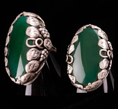 Vintage haunted Antique Ring / green Chrysoprase / NOUVEAU jewelry / vintage Ste - £179.85 GBP