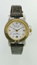 Sierra Club Damenuhr Edelstahl Silber Gold Leder Brown Datum Weiß Quarz - £19.48 GBP