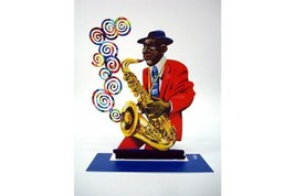 Pop art Metal sculpture jazz &quot; Saxophoniste &quot; par DAVID GERSTEIN - £163.96 GBP