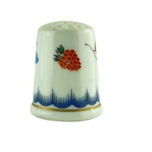 Thimble Sewing Ginori Porcelain Strawberry Floral - $22.89
