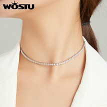 WOSTU 925 Sterling Silver Necklace Glittering Clavicle Chain Necklace For Women  - £30.47 GBP