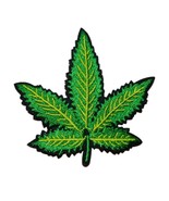 MARIJUANA LEAF IRON ON PATCH 2.5&quot; Cannabis Pot Weed Hippie Embroidered A... - £3.98 GBP