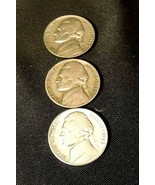 1943 PDS Silver Wartime Jefferson Nickels (Three) AA20-7412 Vintage - $158.32 CAD