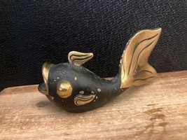 Beautiful Vintage Brass Japanese Fish Black/Brass Figurine 5&quot; - $18.23